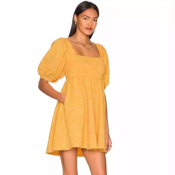Free People Violet Puff Sleeve Mini Dress in Orange Medium - Picture 1 of 14